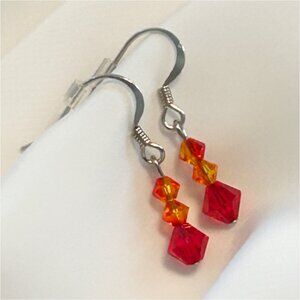 Red & Fire Opal Orange Swarovski Crystal Earrings